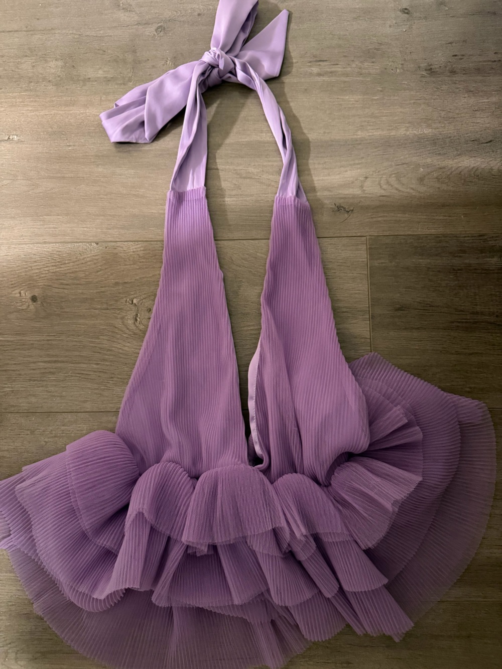 Lilac Pleated Tulle A-Line Top for Women